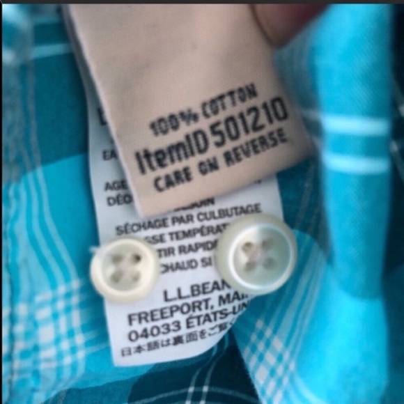 LL Bean Blue Plaid Button Down Top Size XS - Picture 8 of 8